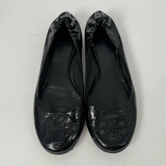 Tory Burch Shoes Reva Flats Black Patent Leather - Picture 4 of 8